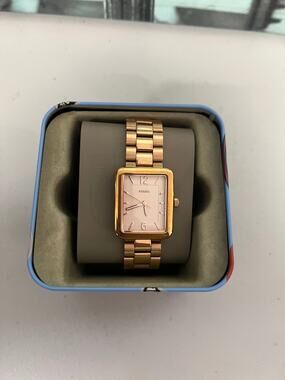 Fossil Atwater ES4156 Rose Gold Square Quartz Watch NWT